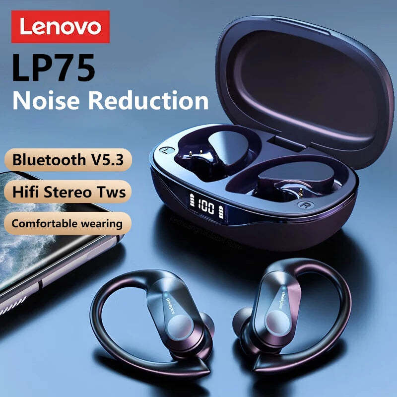 Lenovo LP75 Ture Wireless Headphones TWS Bluetooth 5.3 Noise
